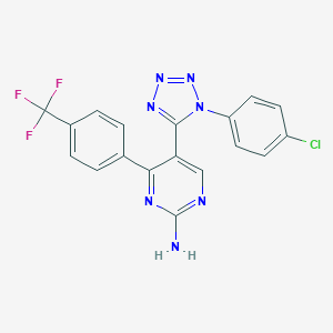 molecular formula C18H11ClF3N7 B396583 5-[1-(4-chlorophenyl)-1H-tetraazol-5-yl]-4-[4-(trifluoromethyl)phenyl]-2-pyrimidinylamine 