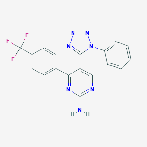 molecular formula C18H12F3N7 B396585 5-(1-phenyl-1H-tetraazol-5-yl)-4-[4-(trifluoromethyl)phenyl]-2-pyrimidinylamine 