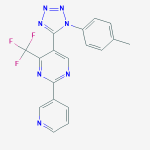 molecular formula C18H12F3N7 B396589 5-[1-(4-methylphenyl)-1H-tetraazol-5-yl]-2-(3-pyridinyl)-4-(trifluoromethyl)pyrimidine 