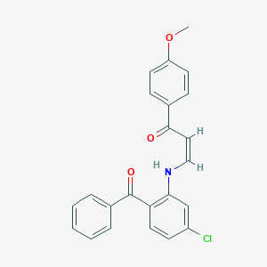 molecular formula C23H18ClNO3 B396593 3-(2-Benzoyl-5-chloroanilino)-1-(4-methoxyphenyl)prop-2-en-1-one 