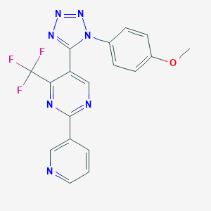 molecular formula C18H12F3N7O B396599 5-[1-(4-methoxyphenyl)-1H-tetraazol-5-yl]-2-(3-pyridinyl)-4-(trifluoromethyl)pyrimidine 