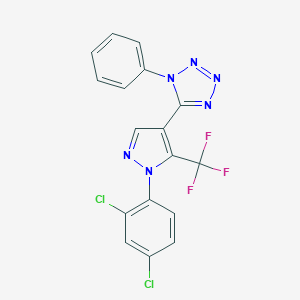 molecular formula C17H9Cl2F3N6 B396611 5-[1-(2,4-dichlorophenyl)-5-(trifluoromethyl)-1H-pyrazol-4-yl]-1-phenyl-1H-tetraazole 