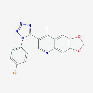molecular formula C18H12BrN5O2 B396618 7-[1-(4-bromophenyl)-1H-tetraazol-5-yl]-8-methyl[1,3]dioxolo[4,5-g]quinoline 