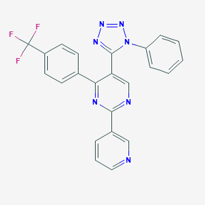 molecular formula C23H14F3N7 B396621 5-(1-phenyl-1H-tetraazol-5-yl)-2-(3-pyridinyl)-4-[4-(trifluoromethyl)phenyl]pyrimidine 