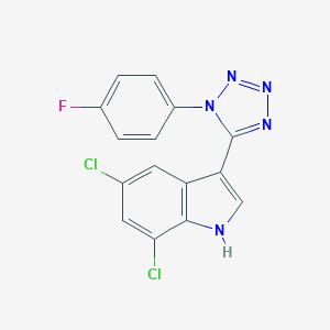 molecular formula C15H8Cl2FN5 B396622 5,7-dichloro-3-[1-(4-fluorophenyl)-1H-tetraazol-5-yl]-1H-indole 