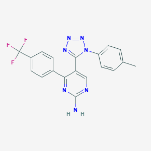 molecular formula C19H14F3N7 B396625 5-[1-(4-methylphenyl)-1H-tetraazol-5-yl]-4-[4-(trifluoromethyl)phenyl]-2-pyrimidinylamine 