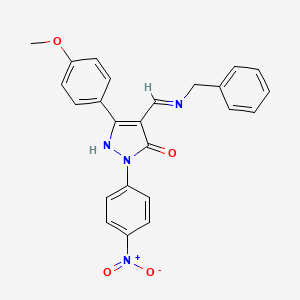 molecular formula C24H20N4O4 B3966366 4-[(benzylamino)methylene]-5-(4-methoxyphenyl)-2-(4-nitrophenyl)-2,4-dihydro-3H-pyrazol-3-one 