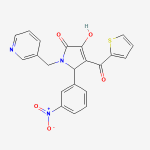 molecular formula C21H15N3O5S B3966455 3-hydroxy-5-(3-nitrophenyl)-1-(3-pyridinylmethyl)-4-(2-thienylcarbonyl)-1,5-dihydro-2H-pyrrol-2-one 