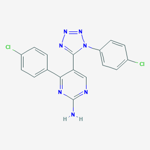 molecular formula C17H11Cl2N7 B396648 4-(4-chlorophenyl)-5-[1-(4-chlorophenyl)-1H-tetraazol-5-yl]-2-pyrimidinylamine 