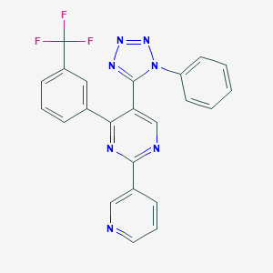 molecular formula C23H14F3N7 B396650 5-(1-phenyl-1H-tetraazol-5-yl)-2-(3-pyridinyl)-4-[3-(trifluoromethyl)phenyl]pyrimidine 