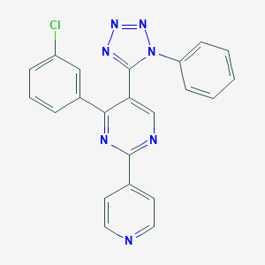 molecular formula C22H14ClN7 B396652 4-(3-chlorophenyl)-5-(1-phenyl-1H-tetraazol-5-yl)-2-(4-pyridinyl)pyrimidine 