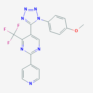 molecular formula C18H12F3N7O B396654 5-[1-(4-methoxyphenyl)-1H-tetraazol-5-yl]-2-(4-pyridinyl)-4-(trifluoromethyl)pyrimidine 