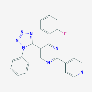 molecular formula C22H14FN7 B396658 4-(2-fluorophenyl)-5-(1-phenyl-1H-tetraazol-5-yl)-2-(4-pyridinyl)pyrimidine 
