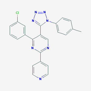 molecular formula C23H16ClN7 B396659 4-(3-Chlorophenyl)-5-[1-(4-methylphenyl)tetrazol-5-yl]-2-pyridin-4-ylpyrimidine 