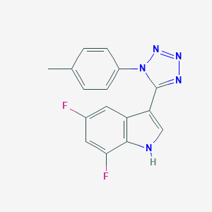 molecular formula C16H11F2N5 B396660 5,7-Difluoro-3-(1-p-tolyl-1H-tetrazol-5-yl)-1H-indole 
