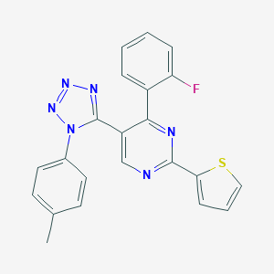 molecular formula C22H15FN6S B396661 4-(2-fluorophenyl)-5-[1-(4-methylphenyl)-1H-tetraazol-5-yl]-2-(2-thienyl)pyrimidine 