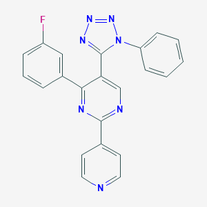 molecular formula C22H14FN7 B396663 4-(3-fluorophenyl)-5-(1-phenyl-1H-tetraazol-5-yl)-2-(4-pyridinyl)pyrimidine 