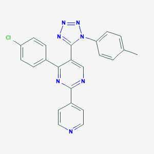 molecular formula C23H16ClN7 B396664 4-(4-chlorophenyl)-5-[1-(4-methylphenyl)-1H-tetraazol-5-yl]-2-(4-pyridinyl)pyrimidine 