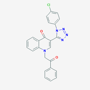molecular formula C24H16ClN5O2 B396666 3-[1-(4-chlorophenyl)-1H-tetraazol-5-yl]-1-(2-oxo-2-phenylethyl)-4(1H)-quinolinone 