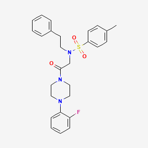 molecular formula C27H30FN3O3S B3966724 N-[2-[4-(2-fluorophenyl)piperazin-1-yl]-2-oxoethyl]-4-methyl-N-(2-phenylethyl)benzenesulfonamide 