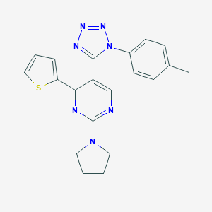 molecular formula C20H19N7S B396674 5-[1-(4-methylphenyl)-1H-tetraazol-5-yl]-2-(1-pyrrolidinyl)-4-(2-thienyl)pyrimidine 