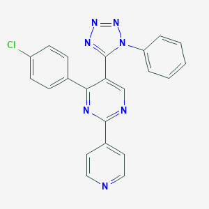 molecular formula C22H14ClN7 B396681 4-(4-chlorophenyl)-5-(1-phenyl-1H-tetraazol-5-yl)-2-(4-pyridinyl)pyrimidine 