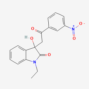 molecular formula C18H16N2O5 B3966837 1-ethyl-3-hydroxy-3-[2-(3-nitrophenyl)-2-oxoethyl]-1,3-dihydro-2H-indol-2-one 