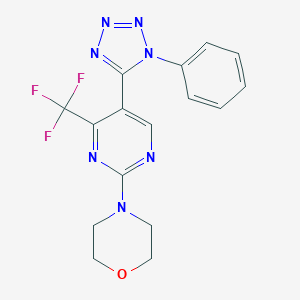 molecular formula C16H14F3N7O B396687 4-[5-(1-phenyl-1H-tetraazol-5-yl)-4-(trifluoromethyl)-2-pyrimidinyl]morpholine 