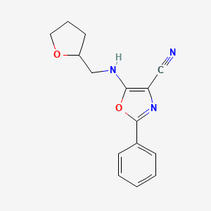 molecular formula C15H15N3O2 B3966905 5-[(Oxolan-2-ylmethyl)amino]-2-phenyl-1,3-oxazole-4-carbonitrile 