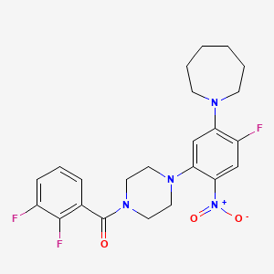 molecular formula C23H25F3N4O3 B3966909 1-{5-[4-(2,3-DIFLUOROBENZOYL)PIPERAZIN-1-YL]-2-FLUORO-4-NITROPHENYL}AZEPANE 