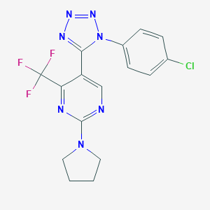 5-[1-(4-chlorophenyl)-1H-tetraazol-5-yl]-2-(1-pyrrolidinyl)-4-(trifluoromethyl)pyrimidine