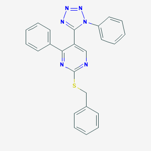 molecular formula C24H18N6S B396693 benzyl 4-phenyl-5-(1-phenyl-1H-tetraazol-5-yl)-2-pyrimidinyl sulfide 