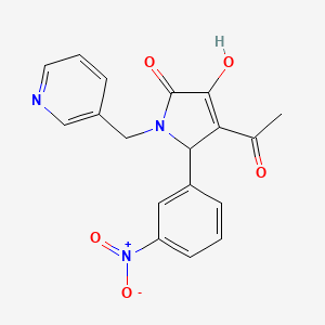 molecular formula C18H15N3O5 B3966942 4-acetyl-3-hydroxy-5-(3-nitrophenyl)-1-(pyridin-3-ylmethyl)-1,5-dihydro-2H-pyrrol-2-one 