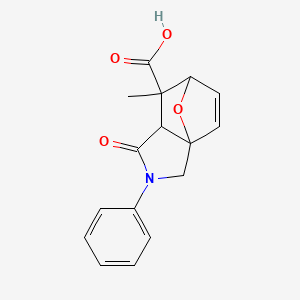 molecular formula C16H15NO4 B3966949 6-Methyl-4-oxo-3-phenyl-10-oxa-3-azatricyclo[5.2.1.01,5]dec-8-ene-6-carboxylic acid 