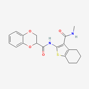 molecular formula C19H20N2O4S B3966983 N-[3-(methylcarbamoyl)-4,5,6,7-tetrahydro-1-benzothiophen-2-yl]-2,3-dihydro-1,4-benzodioxine-2-carboxamide 