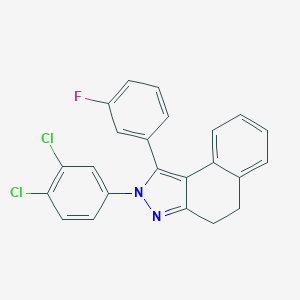 molecular formula C23H15Cl2FN2 B396702 2-(3,4-dichlorophenyl)-1-(3-fluorophenyl)-4,5-dihydro-2H-benzo[e]indazole 