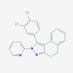molecular formula C22H15Cl2N3 B396707 1-(3,4-dichlorophenyl)-2-(2-pyridinyl)-4,5-dihydro-2H-benzo[e]indazole 