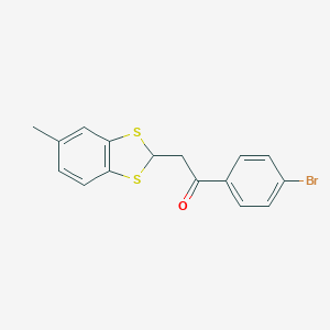molecular formula C16H13BrOS2 B396714 1-(4-Bromophenyl)-2-(5-methyl-1,3-benzodithiol-2-yl)ethanone 