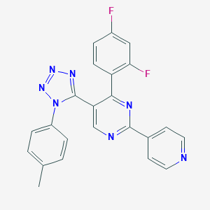 molecular formula C23H15F2N7 B396716 4-(2,4-difluorophenyl)-5-[1-(4-methylphenyl)-1H-tetraazol-5-yl]-2-(4-pyridinyl)pyrimidine 