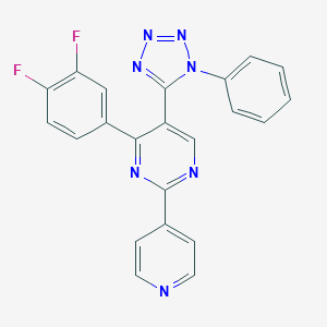 molecular formula C22H13F2N7 B396717 4-(3,4-difluorophenyl)-5-(1-phenyl-1H-tetraazol-5-yl)-2-(4-pyridinyl)pyrimidine 