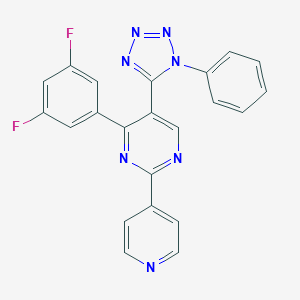 molecular formula C22H13F2N7 B396721 4-(3,5-difluorophenyl)-5-(1-phenyl-1H-tetraazol-5-yl)-2-(4-pyridinyl)pyrimidine 