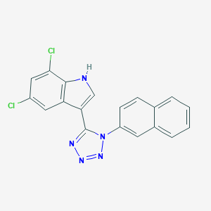 molecular formula C19H11Cl2N5 B396722 5,7-dichloro-3-[1-(2-naphthyl)-1H-tetraazol-5-yl]-1H-indole 