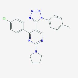 molecular formula C22H20ClN7 B396723 4-(4-chlorophenyl)-5-[1-(4-methylphenyl)-1H-tetraazol-5-yl]-2-(1-pyrrolidinyl)pyrimidine 