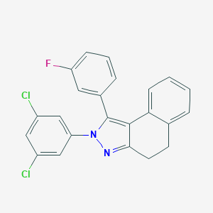 molecular formula C23H15Cl2FN2 B396727 2-(3,5-dichlorophenyl)-1-(3-fluorophenyl)-4,5-dihydro-2H-benzo[e]indazole 