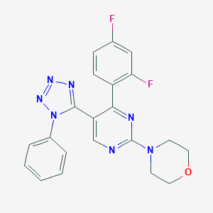 molecular formula C21H17F2N7O B396730 4-[4-(2,4-difluorophenyl)-5-(1-phenyl-1H-tetraazol-5-yl)-2-pyrimidinyl]morpholine 