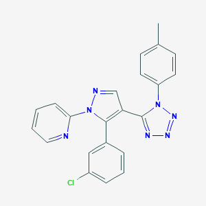 molecular formula C22H16ClN7 B396731 2-{5-(3-chlorophenyl)-4-[1-(4-methylphenyl)-1H-tetraazol-5-yl]-1H-pyrazol-1-yl}pyridine 