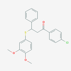 molecular formula C23H21ClO3S B396734 1-(4-Chlorophenyl)-3-[(3,4-dimethoxyphenyl)sulfanyl]-3-phenyl-1-propanone 