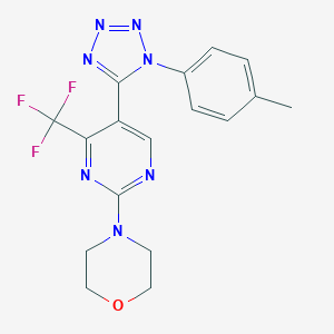 molecular formula C17H16F3N7O B396735 4-[5-[1-(4-methylphenyl)-1H-tetraazol-5-yl]-4-(trifluoromethyl)-2-pyrimidinyl]morpholine 