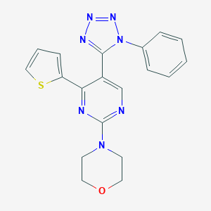 molecular formula C19H17N7OS B396736 4-[5-(1-phenyl-1H-tetraazol-5-yl)-4-(2-thienyl)-2-pyrimidinyl]morpholine 