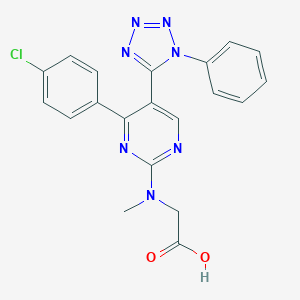 molecular formula C20H16ClN7O2 B396740 [[4-(4-chlorophenyl)-5-(1-phenyl-1H-tetraazol-5-yl)-2-pyrimidinyl](methyl)amino]acetic acid 